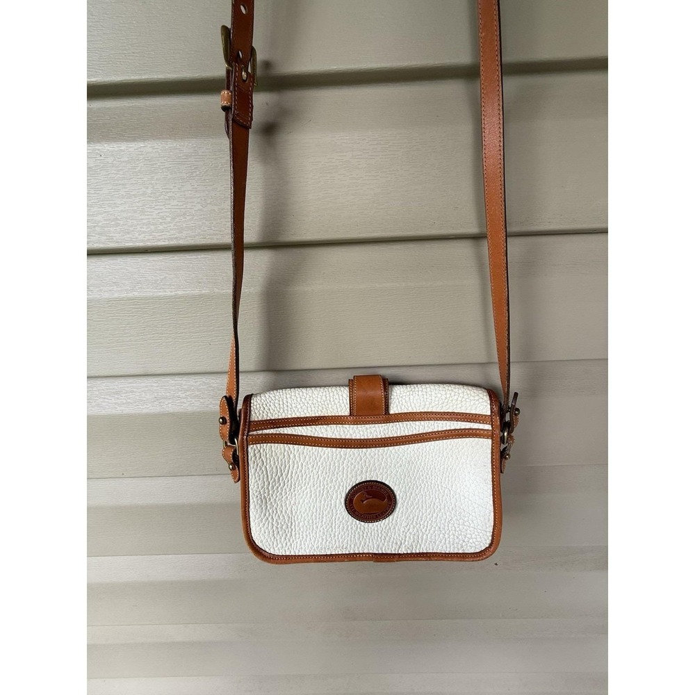 DOONEY & BOURKE All Weather Leather Equestrian Crossbody Bag in Bone & Tan USA